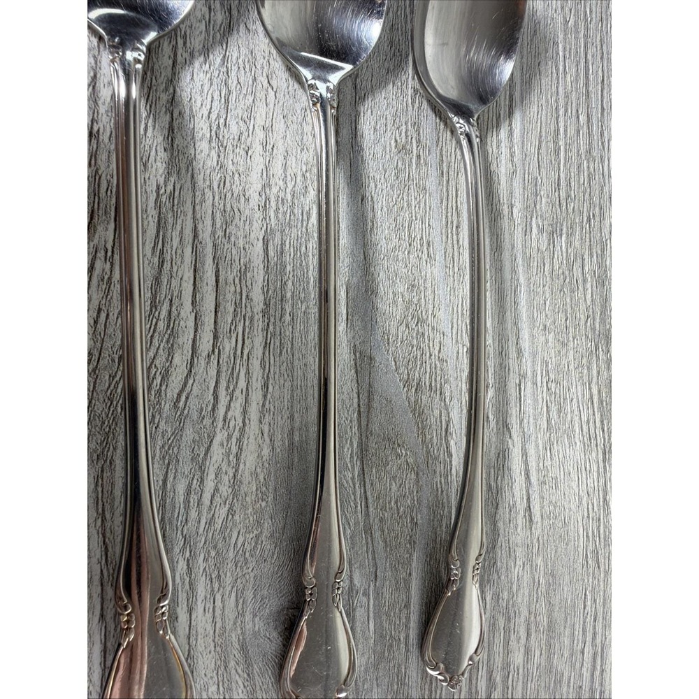 Oneida Chatelaine Set Of 4 Iced Tea Spoons Stainless Flatware Vintage 7.5" Long - Picture 5 of 9